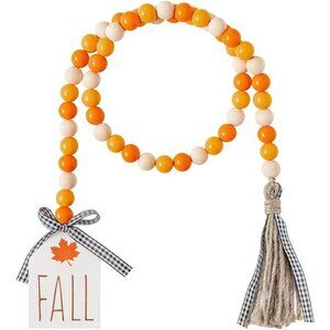 Fall‎ Wood Bead Tassel Garland, 40inch Thanksgiving Farmhouse Rustic Bead